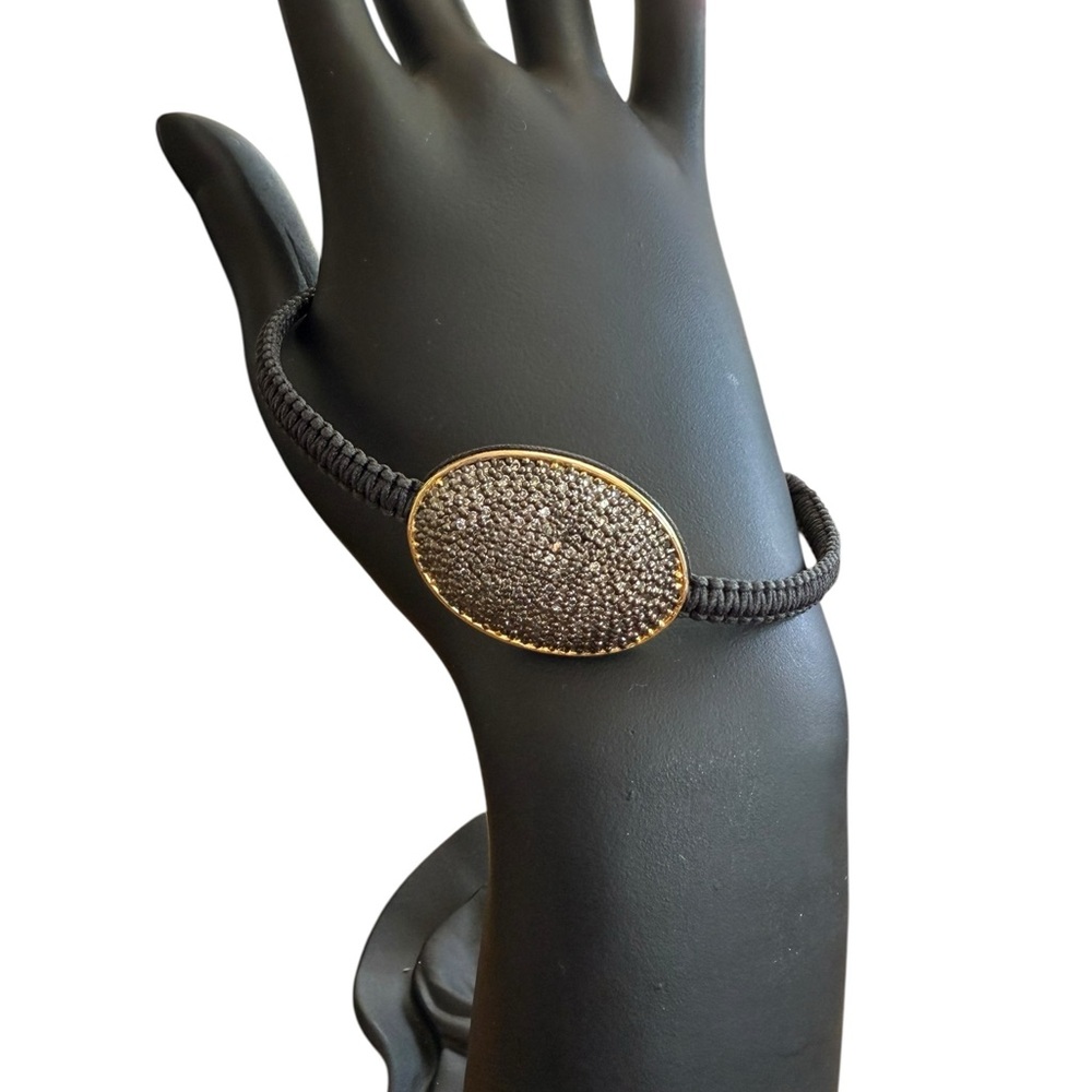 TAI Black and Gold-Tone Metal Textured Braided Bracelet